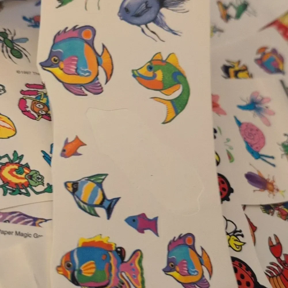 Vintage 90s Colorful‎ Fish Ocean Insect Bug Sticker Set